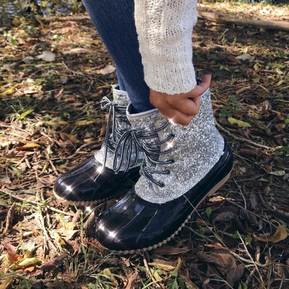 Haute Ellie Shoes - Snow Glitter Duck Boots